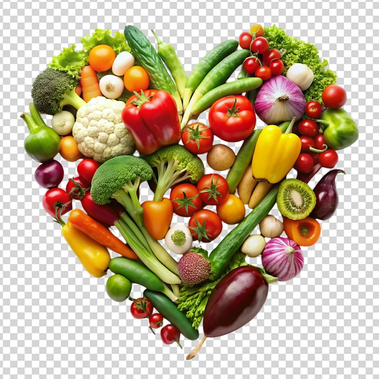 PSD vegetales en forma de corazón aislados sobre un fondo transparente