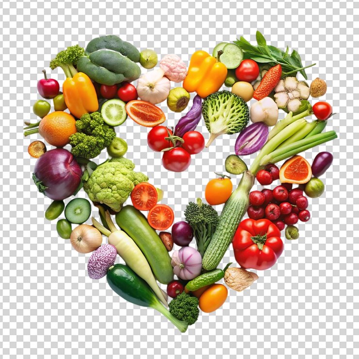 PSD vegetales en forma de corazón aislados sobre un fondo transparente