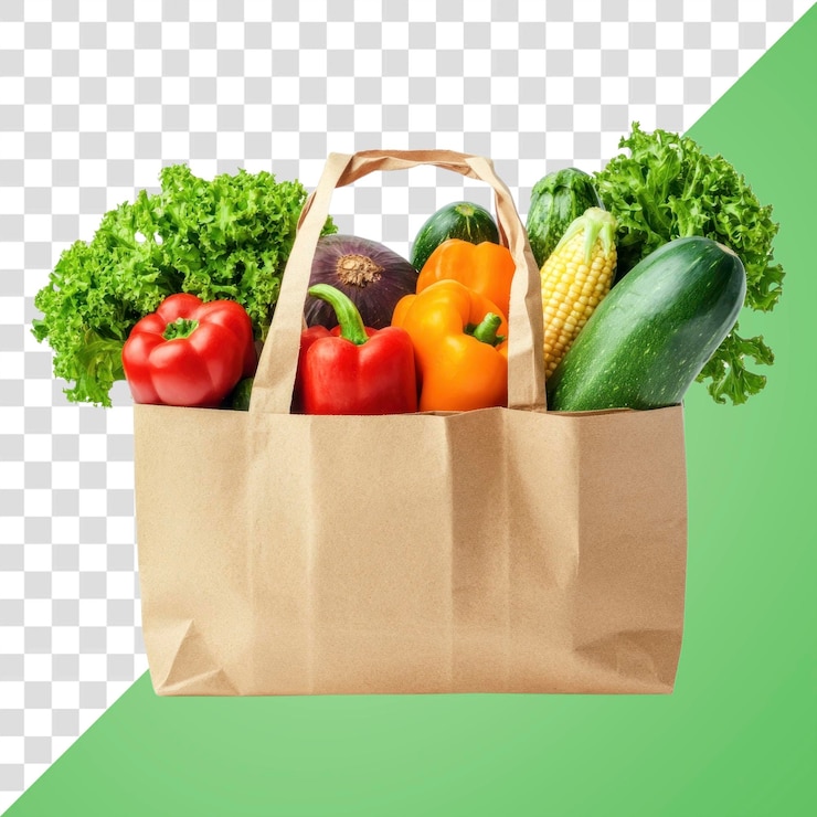 PSD vegetales frescos en bolsas de papel