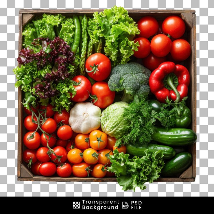 PSD vegetales sobre un fondo transparente de cartón de madera