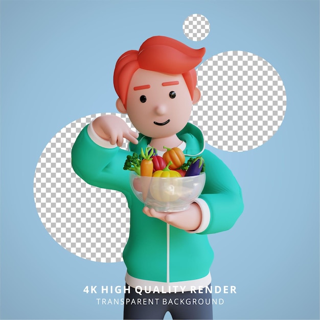 Vegetarische gesunde ernährung und gemüsemahlzeit illustration 3d-rendering