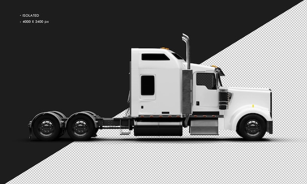 PSD véhicule semi-camion lourd blanc métallique réaliste isolé vue de droite