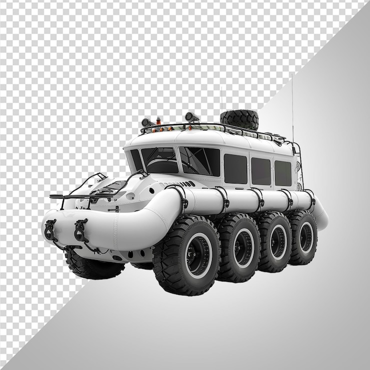 PSD vehículo anfibio blanco de transporte multifuncional png