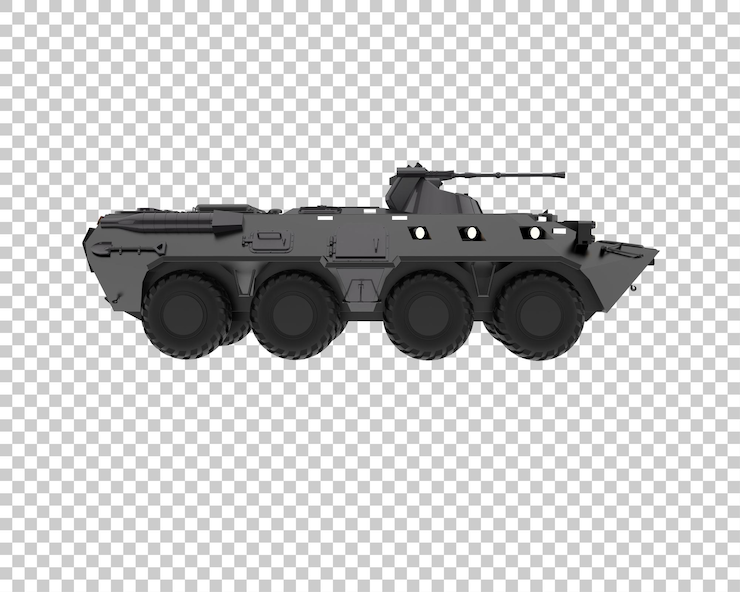 PSD vehículo blindado aislado en el fondo ilustración de renderización 3d