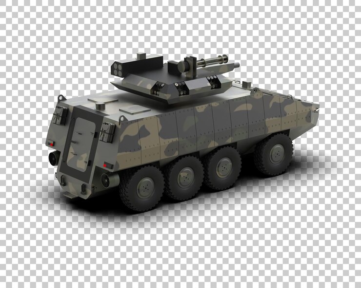PSD vehículo blindado aislado en el fondo ilustración de renderización 3d