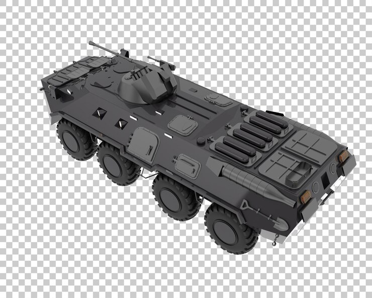 PSD vehículo blindado aislado en el fondo ilustración de renderización 3d