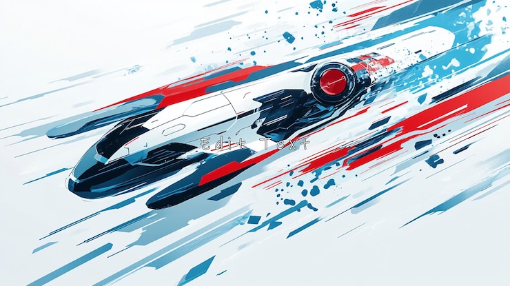 PSD veicolo futuristico che supera la velocità lasciando una traccia di movimento