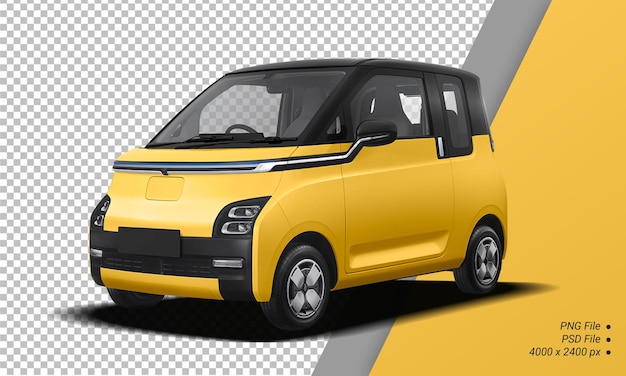 PSD veículo elétrico wuling air ev amarelo em fundo transparente