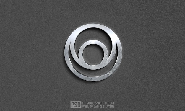 PSD veja o desenho da maquete do logotipo com uma textura de metal