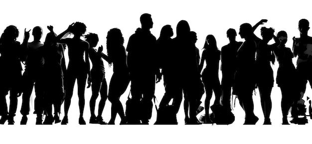 Vektor-Grunge-Crowd-Tanzszenen auf transparentem Hintergrund