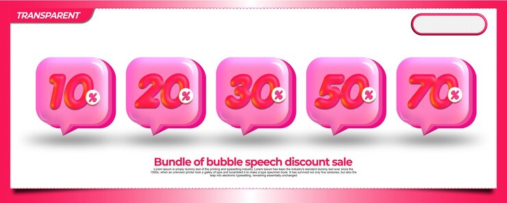 PSD vektor-tag-verkaufsrabatt 10.20,30,50,70 preis flashsale, sonderangebot, rosa farben für valentin