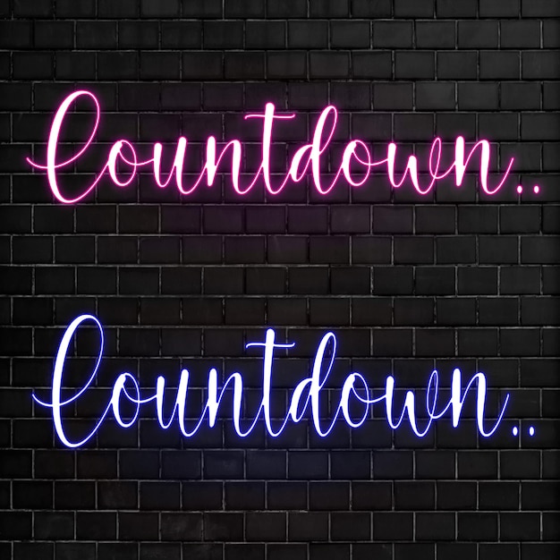 PSD vektorillustration bearbeitbar countdown-neon-typografie