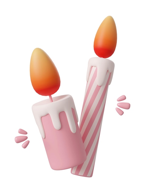 Vela bonita para festa de comemoração de bolo de aniversário feliz aniversário ilustração 3d
