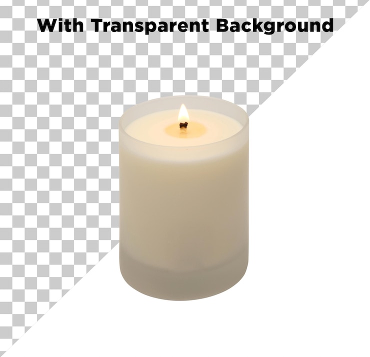 PSD vela de cera de color blanco aislada sobre un fondo transparente