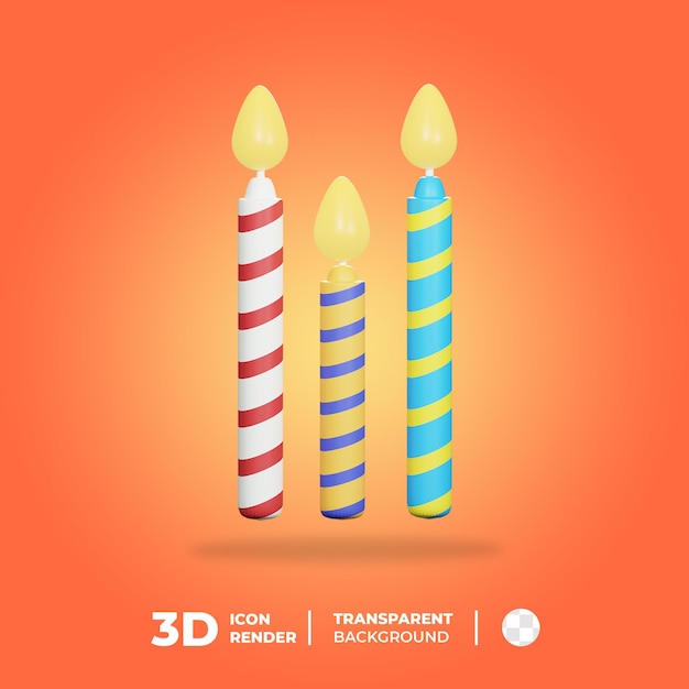 PSD vela de cumpleaños de icono 3d