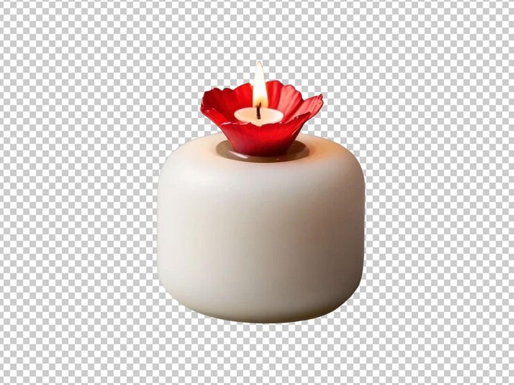 PSD vela de decoración blanca con una flor