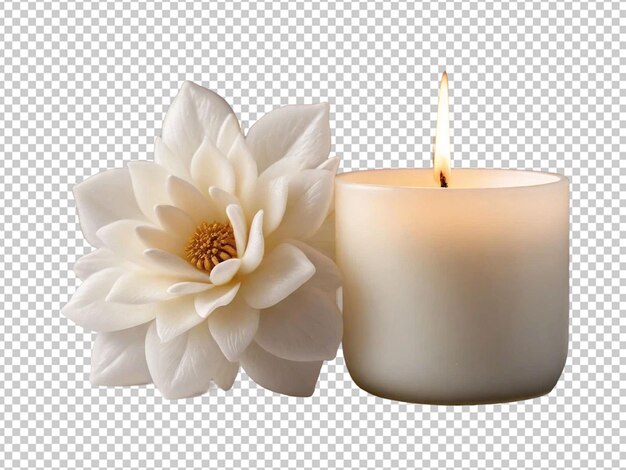 Vela de decoración blanca con una flor