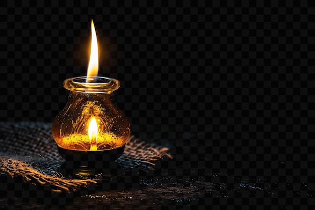 Una vela encendida en un fondo negro con un reflejo de luz