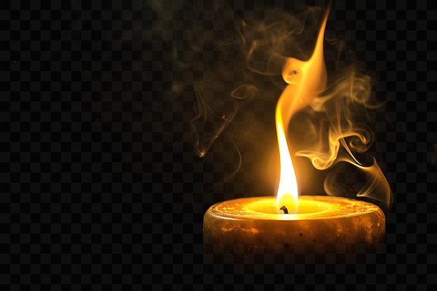 PSD una vela encendida con la llama ardiendo en el centro