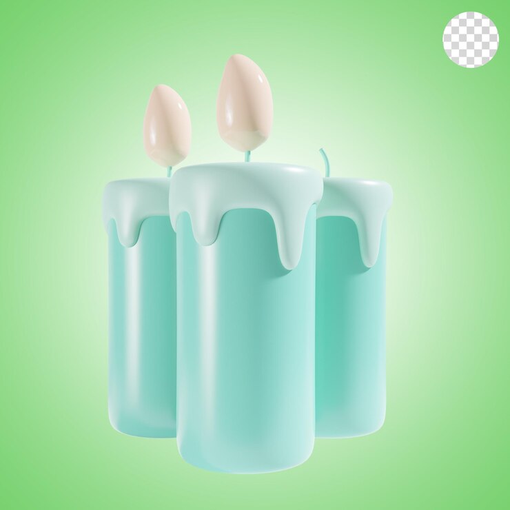 PSD vela feliz año nuevo icono ilustración 3d