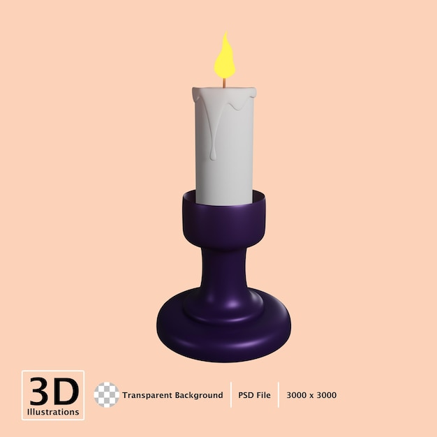 PSD vela hallowen 3d icono ilustración