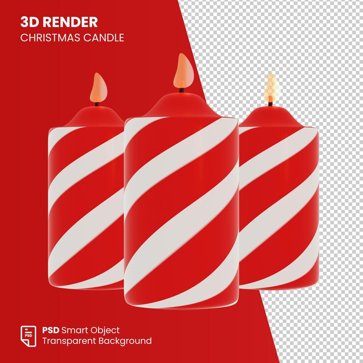 PSD vela de navidad de render 3d
