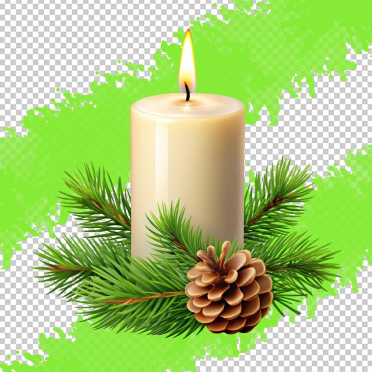PSD vela de navidad sobre un fondo transparente