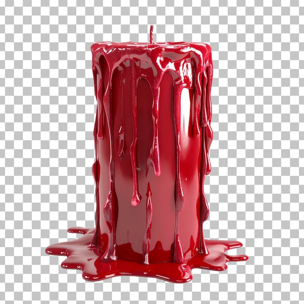 PSD una vela roja con un líquido rojo en un fondo a cuadros
