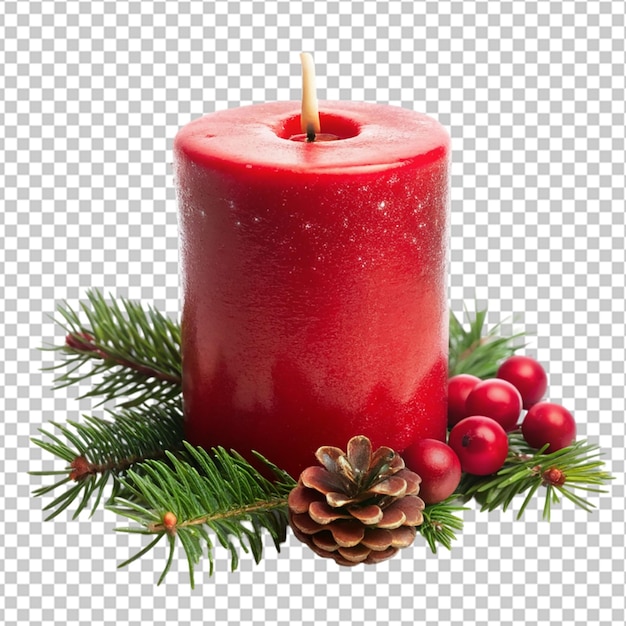 PSD una vela roja que tiene la palabra navidad en ella