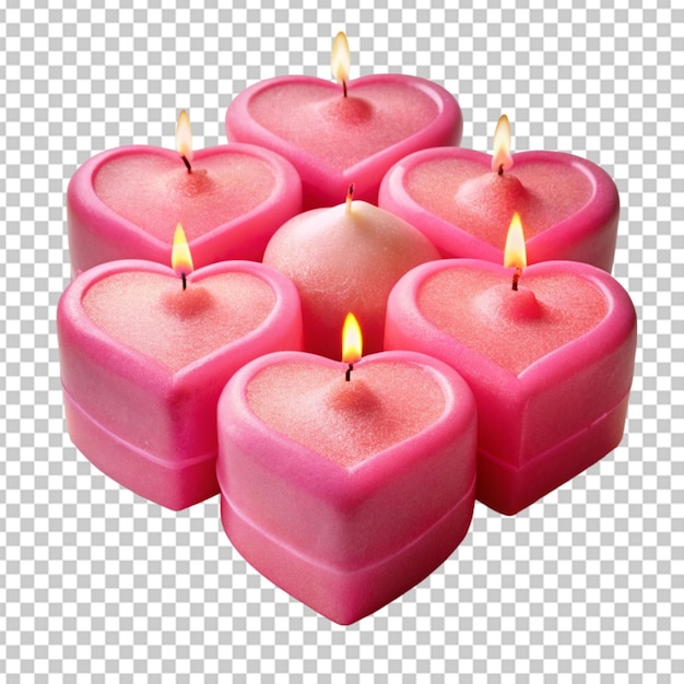 PSD las velas de corazón rosado de fondo transparente