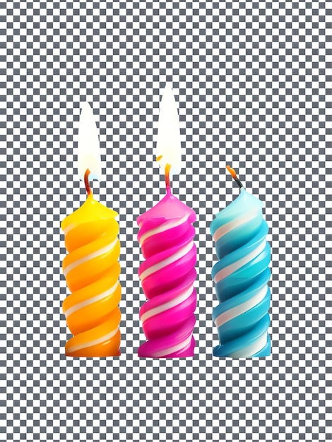 PSD velas de aniversário coloridas isoladas em fundo transparente