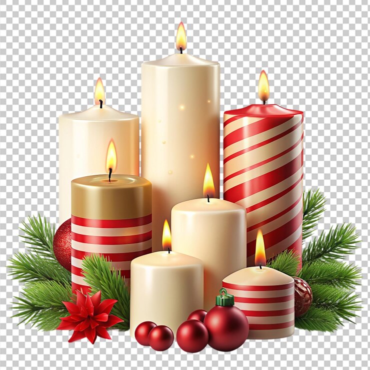 PSD unas velas de navidad sobre un fondo transparente