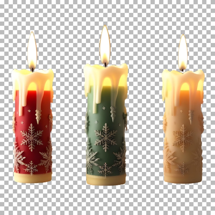 PSD velas navideñas 3d aisladas sobre un fondo transparente