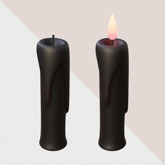 Velas negras en 3D.