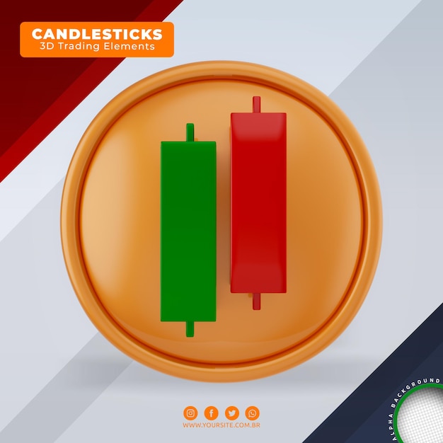 velas señales de compra y venta elementos de tendencia del comercio de divisas 3d para la composición