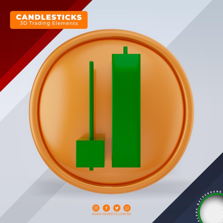 PSD velas señales de compra y venta elementos de tendencia del comercio de divisas 3d para la composición