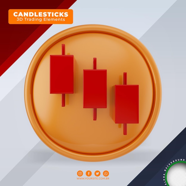 velas señales de compra y venta elementos de tendencia del comercio de divisas 3d para la composición
