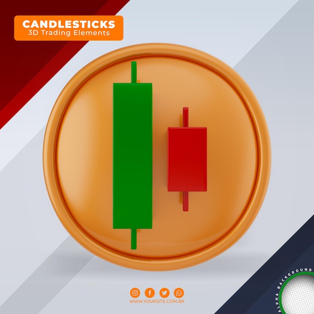 velas señales de compra y venta elementos de tendencia del comercio de divisas 3d para la composición