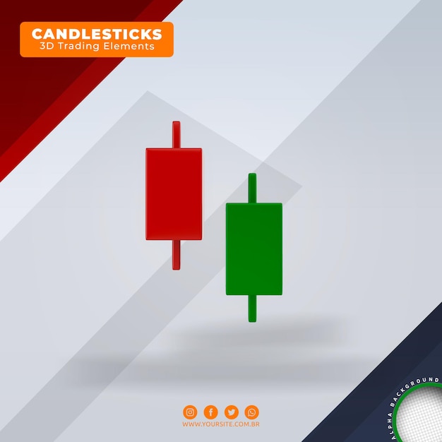 PSD velas señales de compra y venta elementos de tendencia del comercio de divisas 3d para la composición