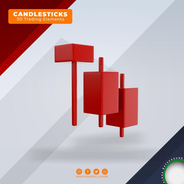 velas señales de compra y venta elementos de tendencia del comercio de divisas 3d para la composición