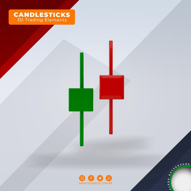velas señales de compra y venta elementos de tendencia del comercio de divisas 3d para la composición