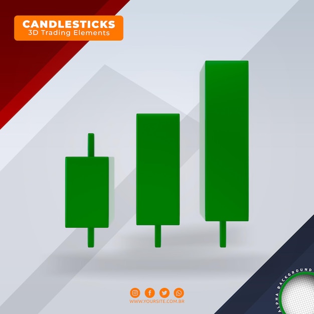 PSD velas sinais de compra e venda de elementos de tendência de negociação forex 3d para composição