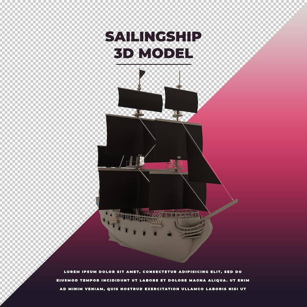 PSD velero 3d modelo aislado