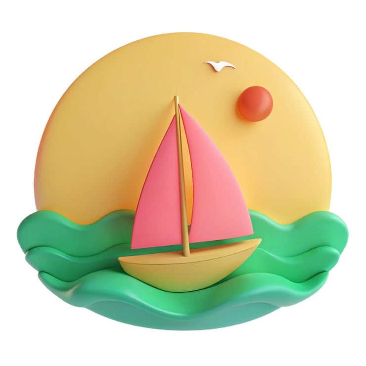 PSD un velero con una vela rosa en la parte delantera y una vela rosada en la parte inferior