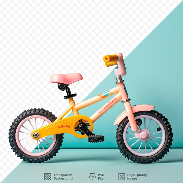 PSD un vélo pour enfant avec un cadre rose et le mot bavoir dessus