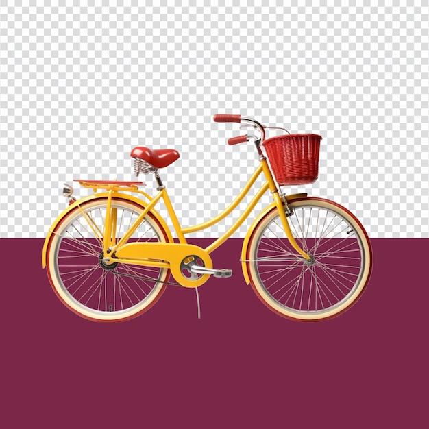 PSD vélo rouge et jaune isolé sur fond transparent
