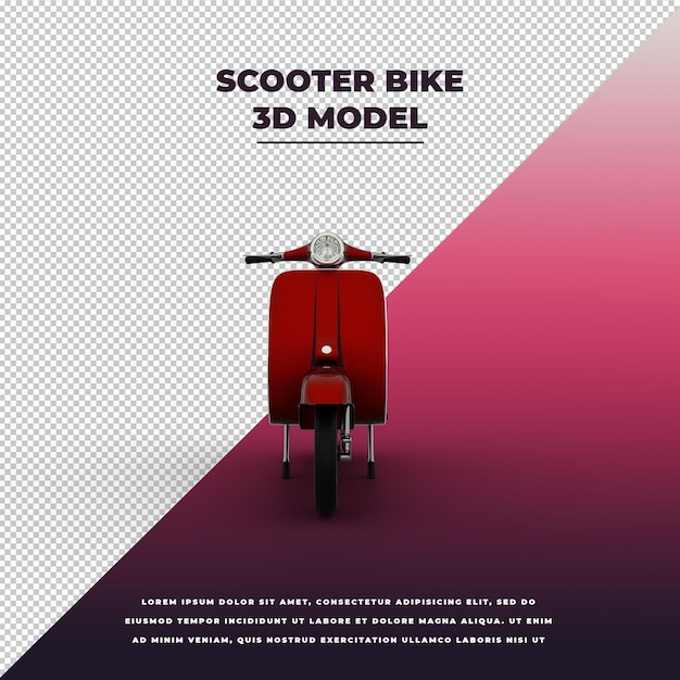 PSD vélo scooter rouge 3d isolé