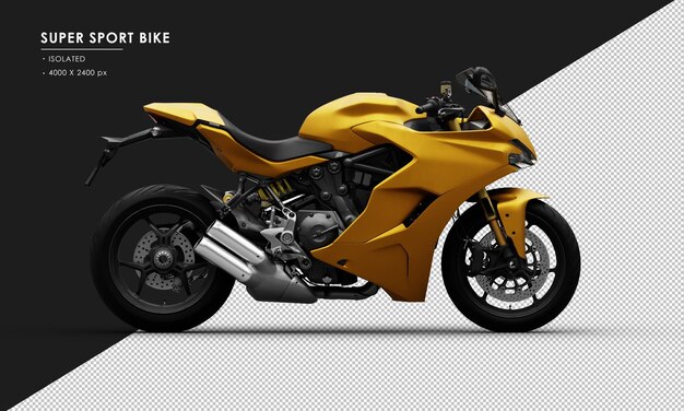 Vélo Super Sport jaune métal isolé de la vue latérale droite