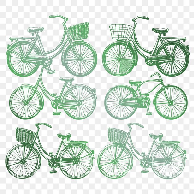 PSD un vélo vert avec un panier dessus