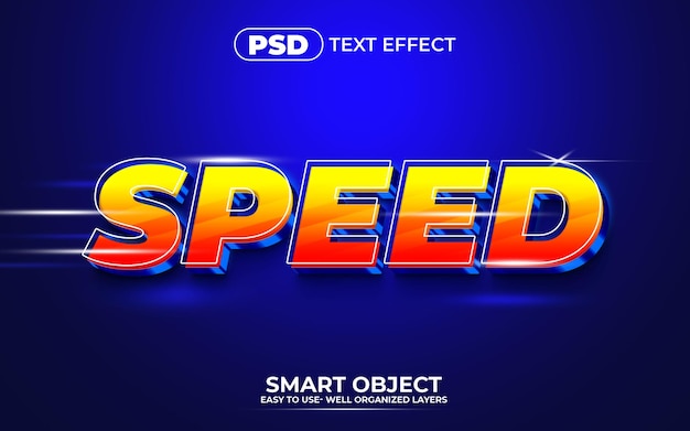 PSD velocidad de estilo de efecto de texto editable 3d con fondo premium